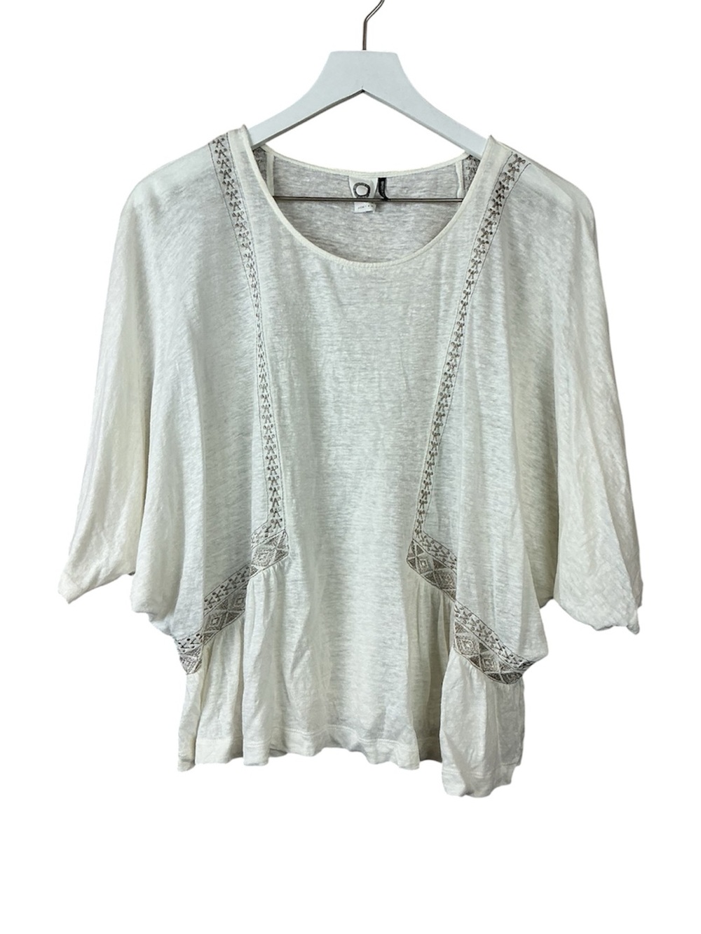 Akemi & Kin White Boho Embroidered Women’s Linen Top Sz M